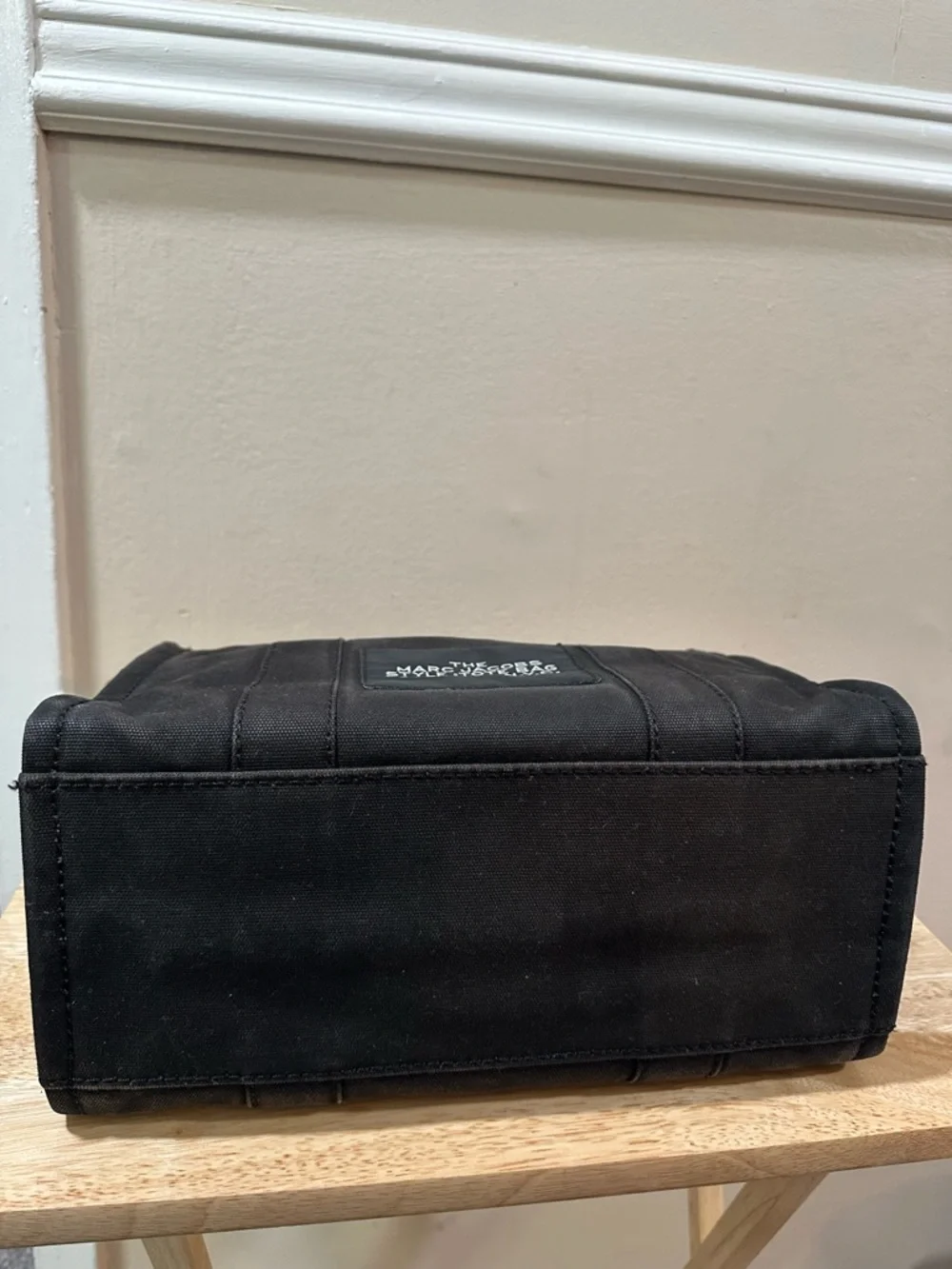 Marc Jacobs Black Medium Canvas 'The Tote Bag' Tote with White Logo